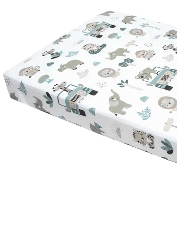 Medi Partners Medi Partners Fitted sheet for bed 120x60 – cotton – Mint Zoo