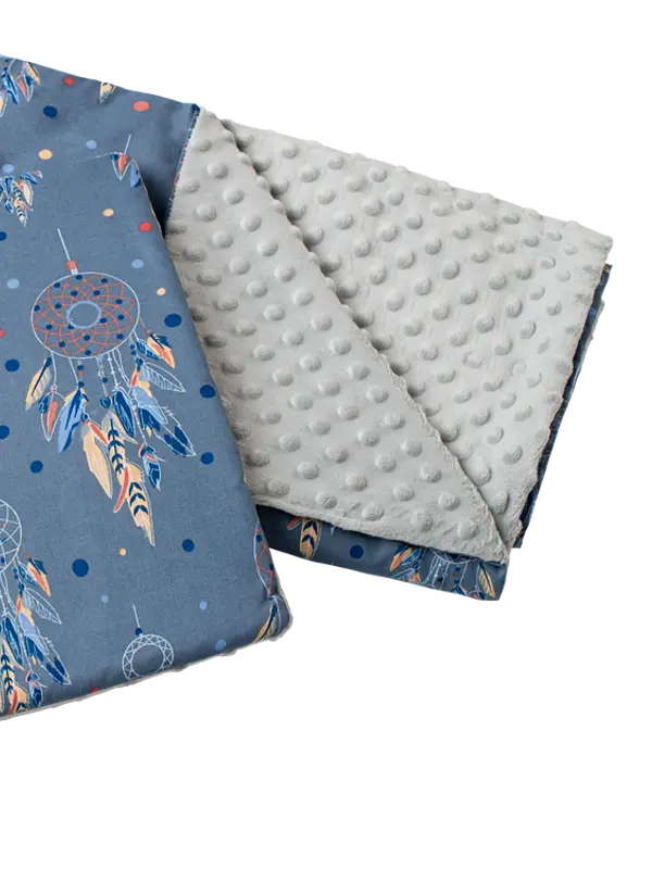 Medi Partners Medi Partners Quilt 55x75 + pillow 35x30 cotton + minky – Dreamcatchers + gray minky