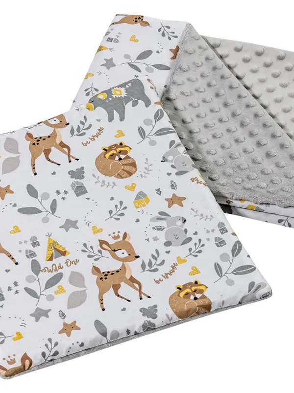 Medi Partners Medi Partners Quilt 55x75 + pillow 35x30 cotton + minky – Jelonki + gray minky