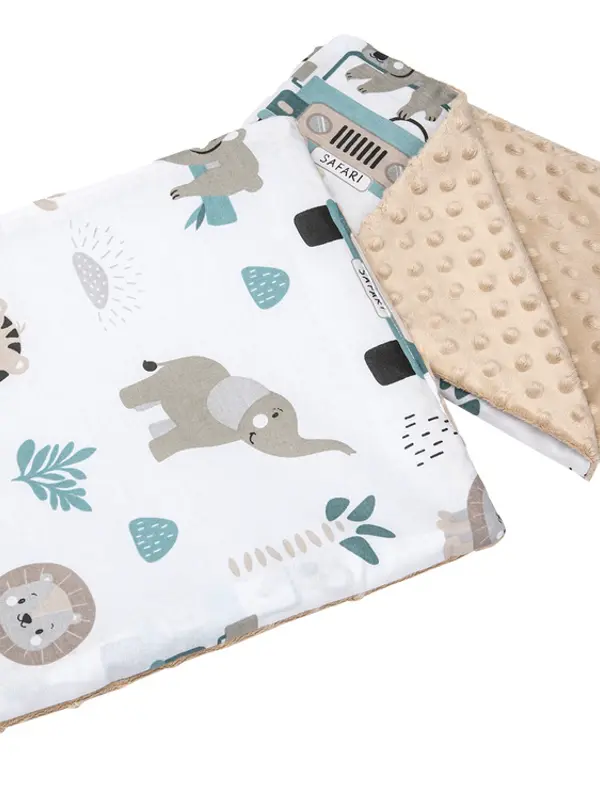 Medi Partners Medi Partners Quilt 55x75 + pillow 35x30 cotton + minky – Minky Zoo + beige Minky