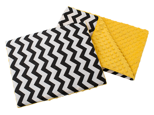 Medi Partners Medi Partners Quilt 55x75 + pillow 35x30 cotton + minky – Zygzag + yellow minky