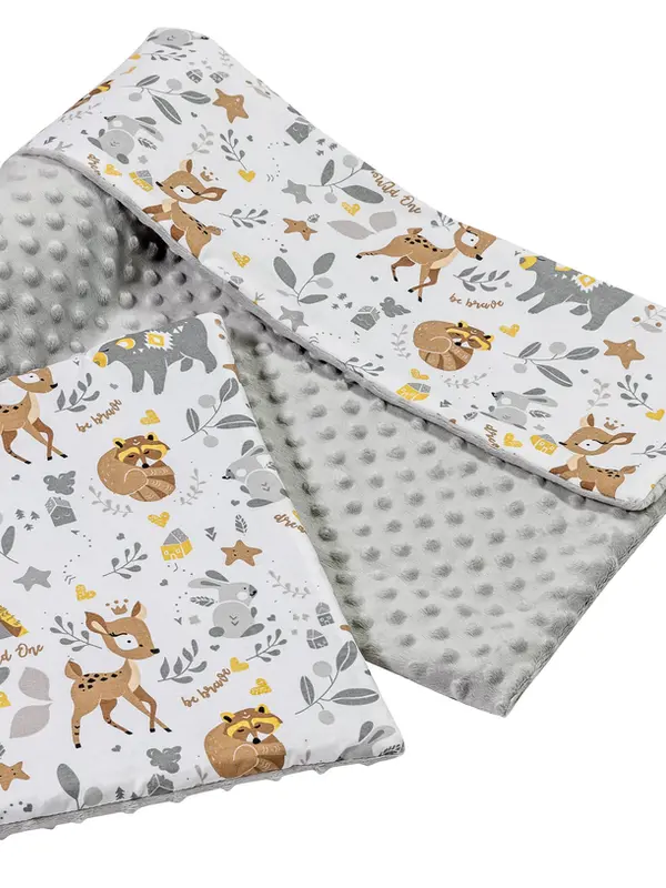 Medi Partners Medi Partners Quilt 75x100 + pillow 35x30 cotton + minky – Jelonki + gray minky