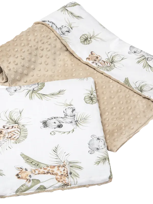 Medi Partners Medi Partners Quilt 75x100 + pillow 35x30 cotton + minky – Safari + beige Minky