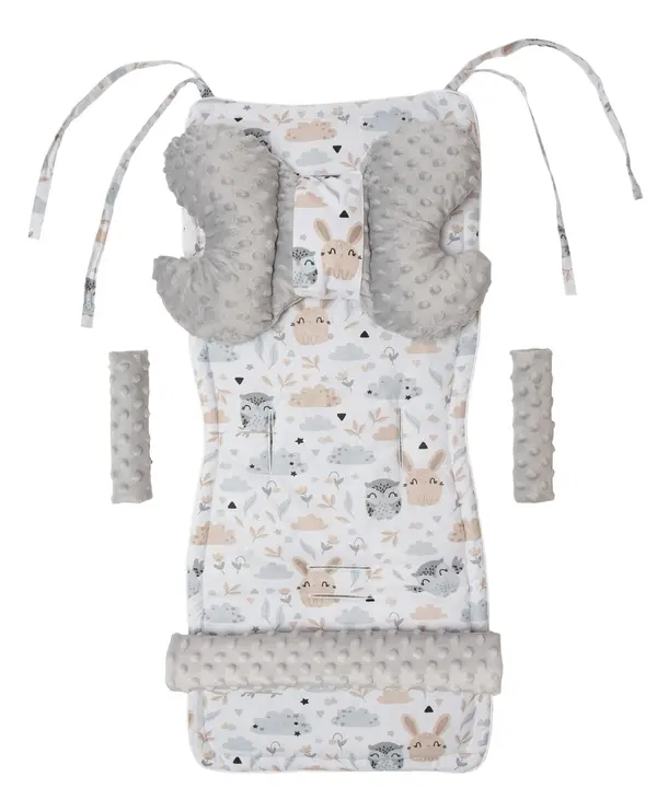 Medi Partners Medi Partners Stroller insert in a 4-piece set – Polana + gray Minky