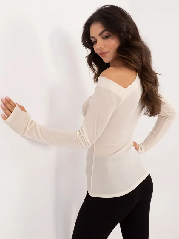 Italy Moda Mehka bež bluza z luknjo za palec