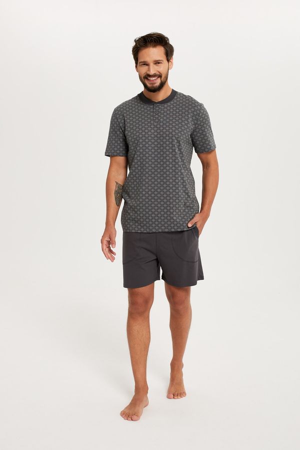 Italian Fashion Men's Balmer pyjamas, short sleeves, short legs - print/graphite