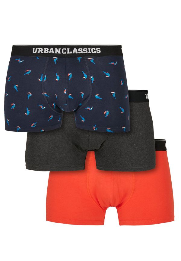 Urban Classics Men's Boxer Shorts 3-Pack Birds/Grey/Orange