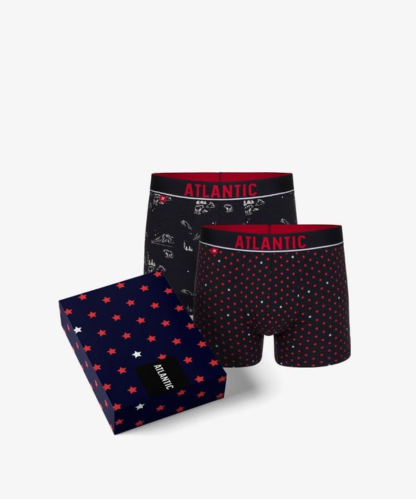 Atlantic Men's boxers Stars ATLANTIC 2Pack + gift box - navy blue, navy blue