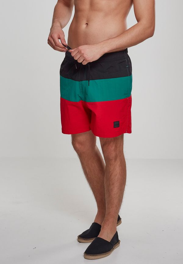 Urban Classics Men's Color Block Swimsuit Black/Green/Red