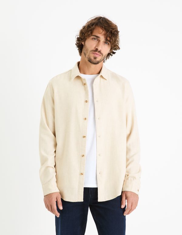 Celio Men's cream flannel shirt Celio Fanel