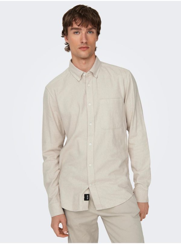 Only Men's cream shirt ONLY & SONS Gudmund - Men