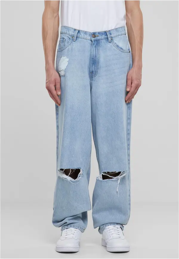 Urban Classics Men's Heavy Ounce Knee Cut Baggy Jeans Blue