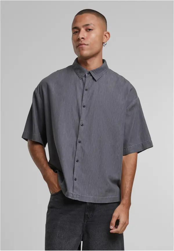 Urban Classics Men's Lightweight Denim Shirt - Grey