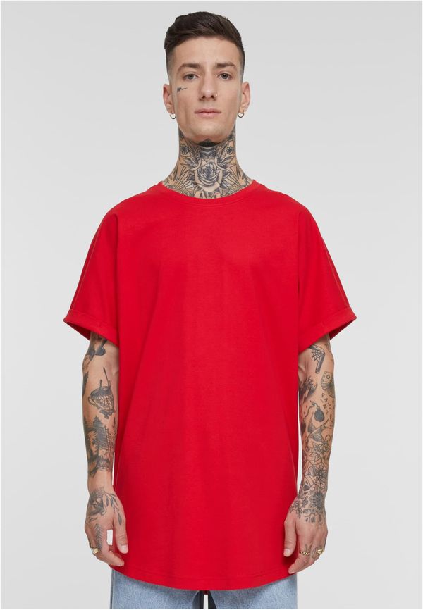 Urban Classics Men's Long Shaped Turnup Tee T-Shirt - Red