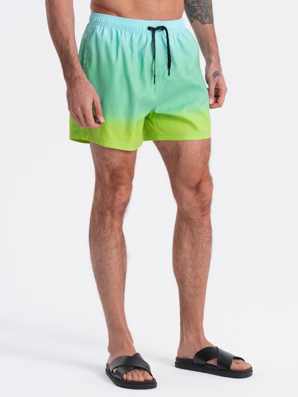 Ombre Men's ombre effect swim shorts - light turquoise