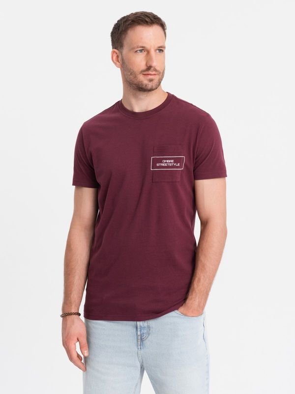 Ombre Men's Ombre Streetstyle cotton t-shirt with pocket print - maroon