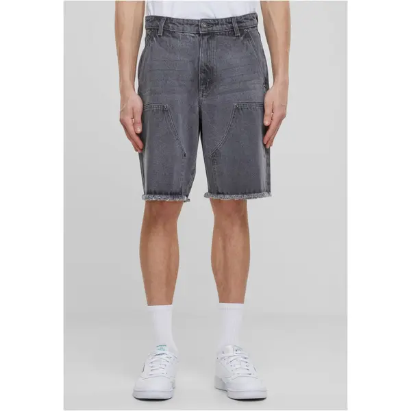 Urban Classics Men's Open Edge Two Knee Denim Shorts - Grey