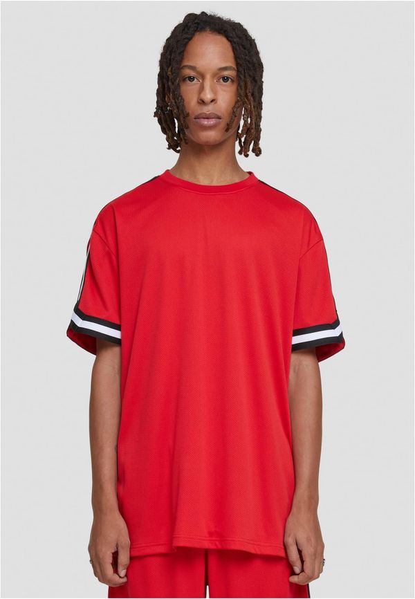 UC Men Men's Oversized Stripes Mesh Tee T-Shirt - Red