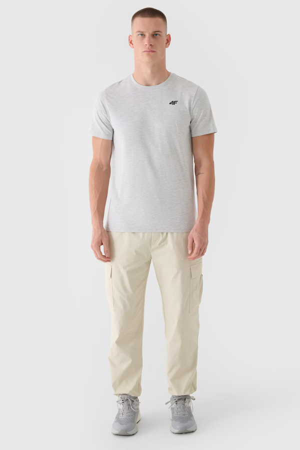 4F Men's Plain T-Shirt With Logo 4F Light Gray 4FWMM00TTS