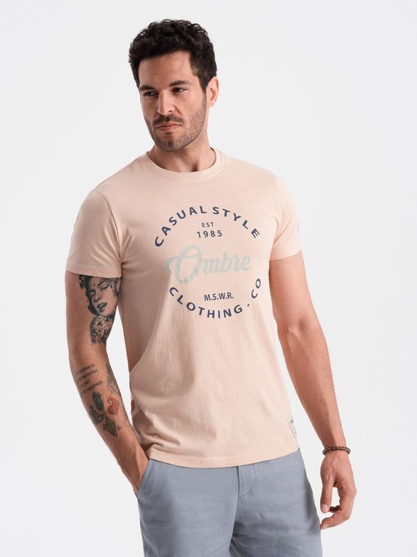 Ombre Men's printed t-shirt Ombre Casual Style - pale rose