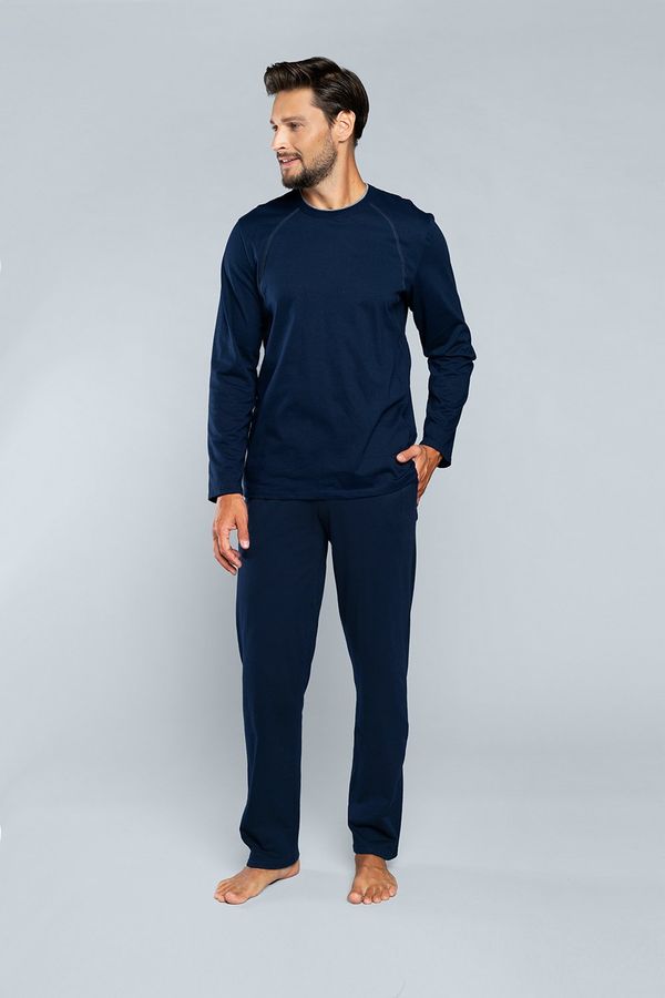 Italian Fashion Men's pyjamas Niko, long sleeves, long pants - dark blue