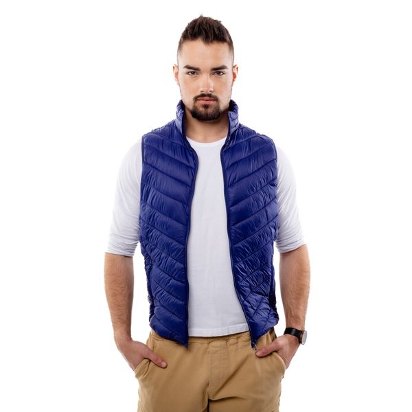 Glano Men's quilted vest GLANO - dark blue