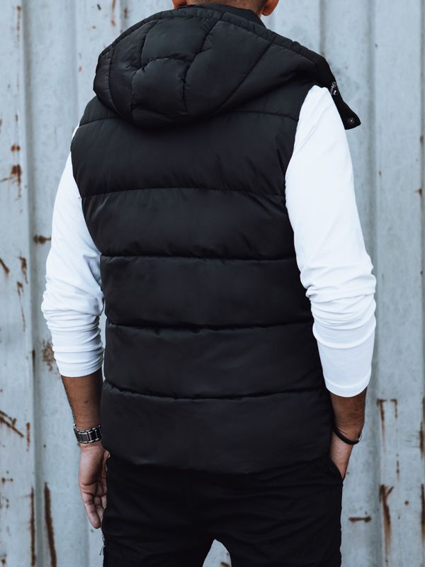 DStreet Men's quilted vest with hood black Dstreet