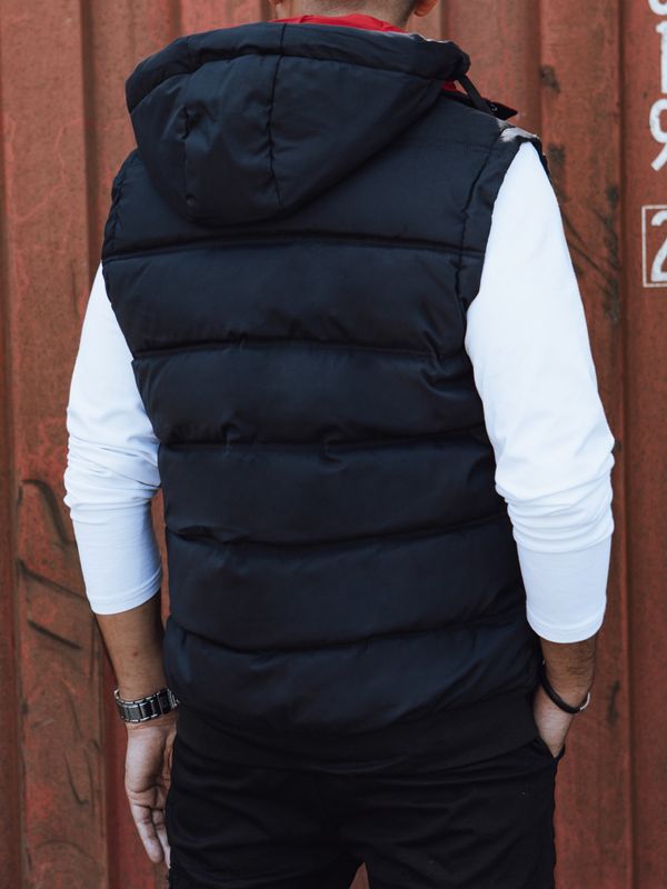 DStreet Men's quilted vest with hood dark blue-red Dstreet