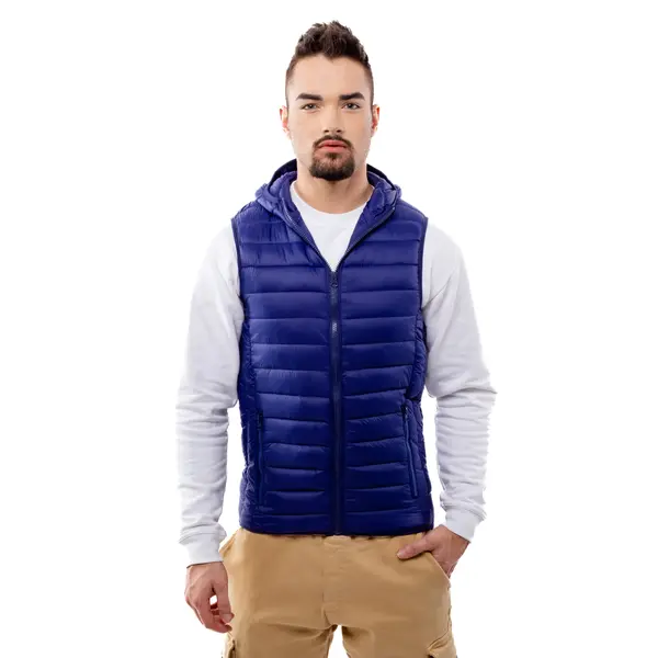 Glano Men's Quilted Vest with Hood GLANO - navy
