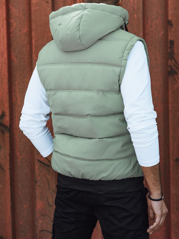 DStreet Men's quilted vest with hood green Dstreet