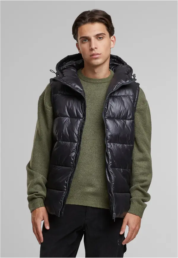 Urban Classics Men's quilted vest with hood Recycled black