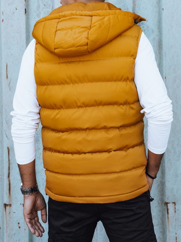 DStreet Men's quilted vest with hood yellow Dstreet