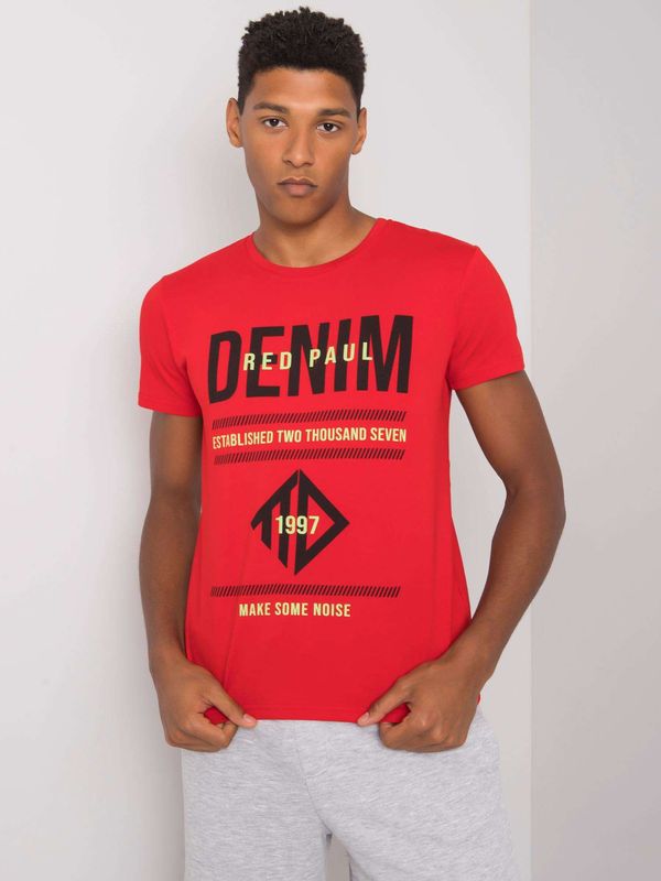 Fashionhunters Men's red cotton T-shirt with print