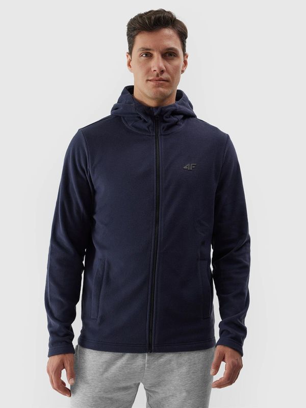 4F Men's regular fleece with 4F hood - navy blue