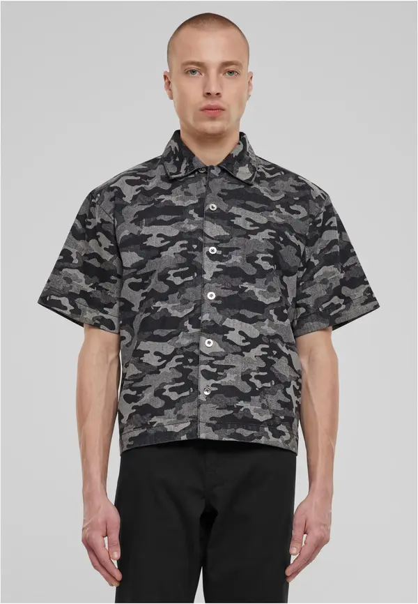 Urban Classics Men's shirts with print - camouflage/grey