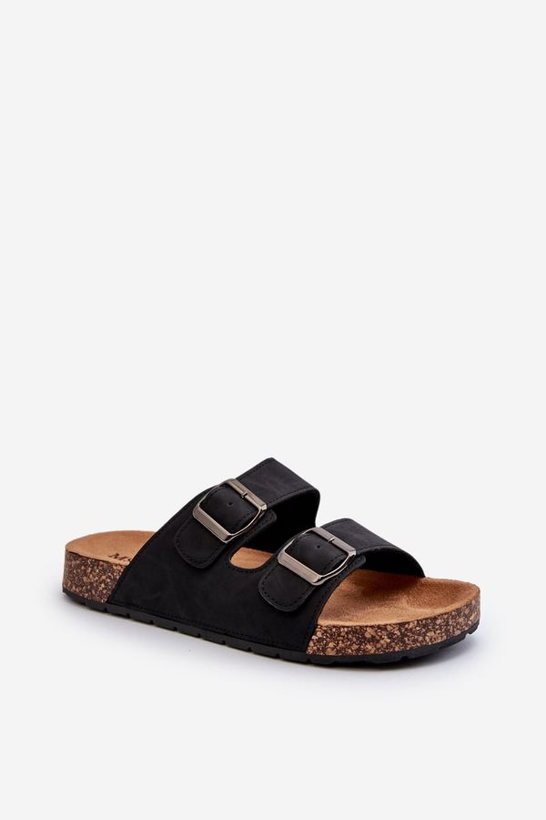 Kesi Men's slippers with cork soles, Black Rosawia