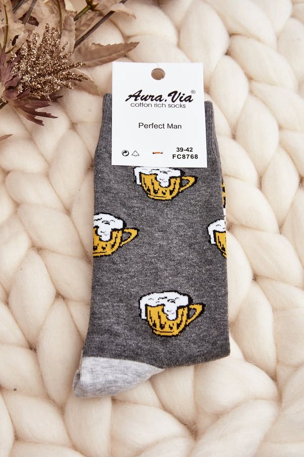 Kesi Men's socks with beer grey patterns