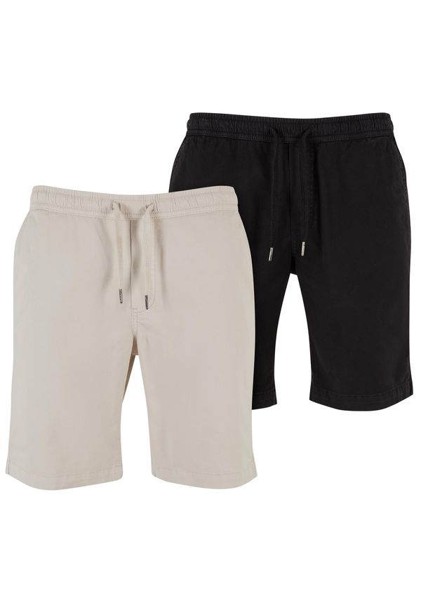 Urban Classics Men's Stretch Twill 2-Pack Shorts - Beige+Black