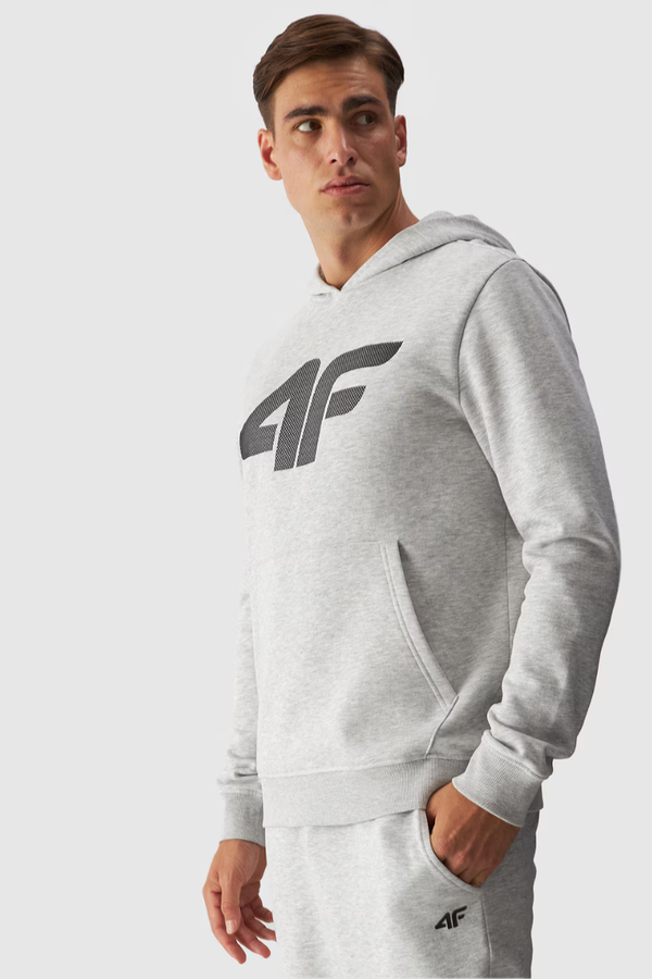 4F Men's Sweatshirt Pullover With Hood Light Gray 4FWMM00TSW