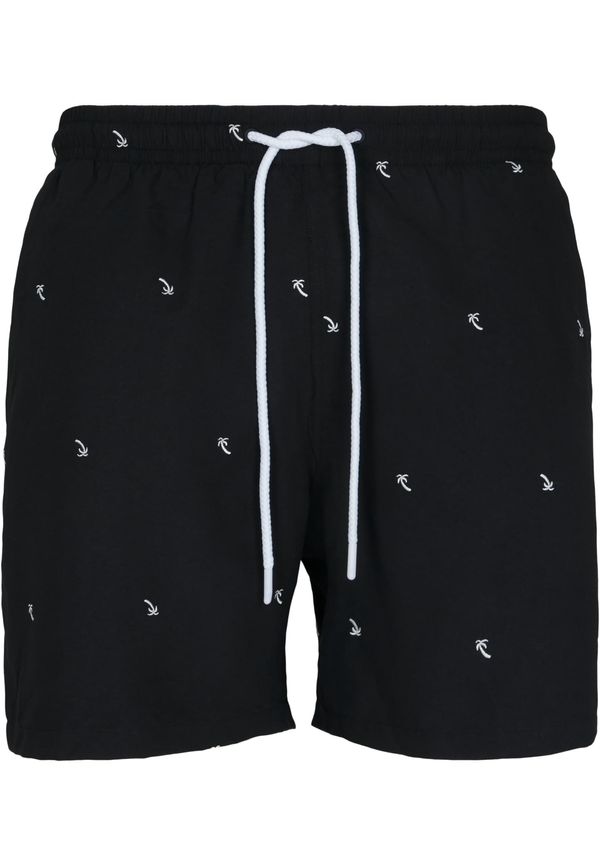 Urban Classics Men's swimwear with embroidery black/palm