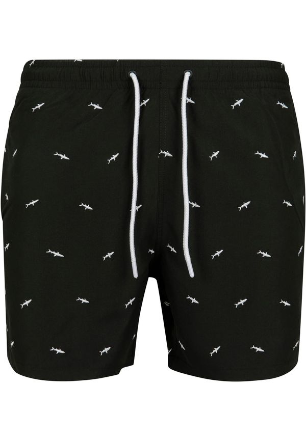 Urban Classics Men's swimwear with embroidery shark/black/white