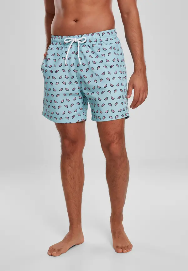 Urban Classics Men's swimwear with melon/blue pattern