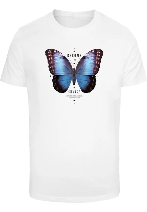 Mister Tee Men's T-shirt Become the Change Butterfly white