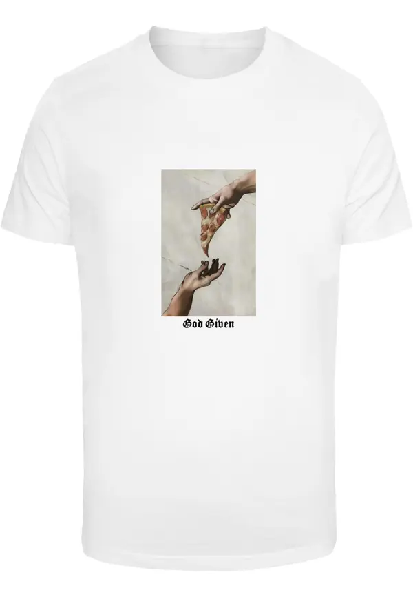 Mister Tee Men's T-shirt God Given Pizza white