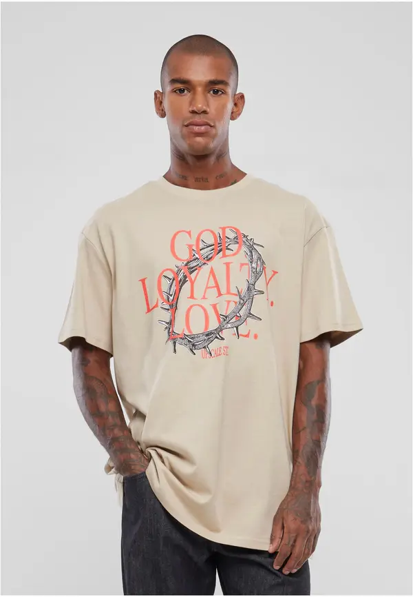 Mister Tee Men's T-Shirt God Loyalty Love Oversize Cream