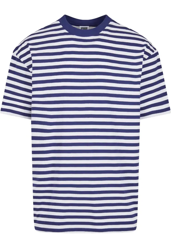 Urban Classics Men's T-shirt Regular Stripe - white/dark blue