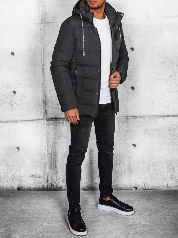 DStreet Men's winter quilted jacket dark gray Dstreet