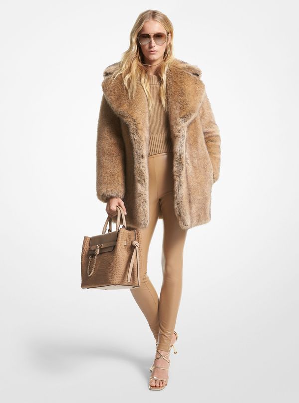 Michael Kors Michael Kors Coat - COYOTE FX FUR COAT brown