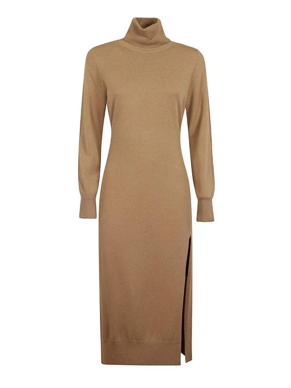 Michael Kors Michael Kors Dress - TURTLE NK SLIT MIDI DRS beige