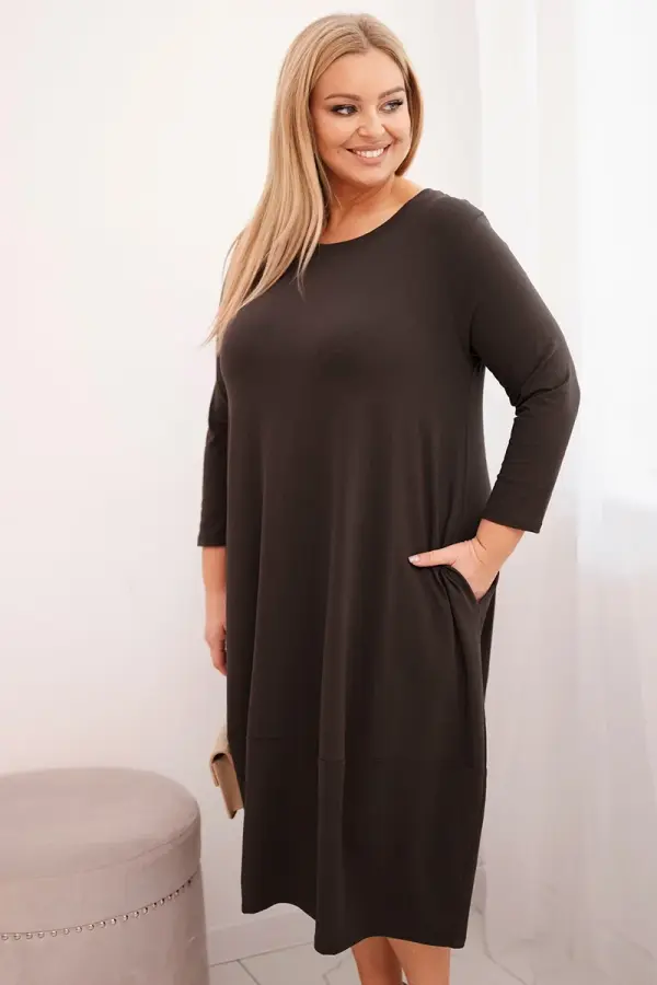 Kesi Włoski Midi obleka plus size z žepi